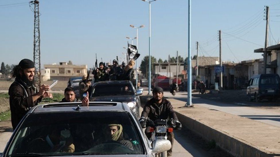 Islamic State fighters in northern Syria (file photo)