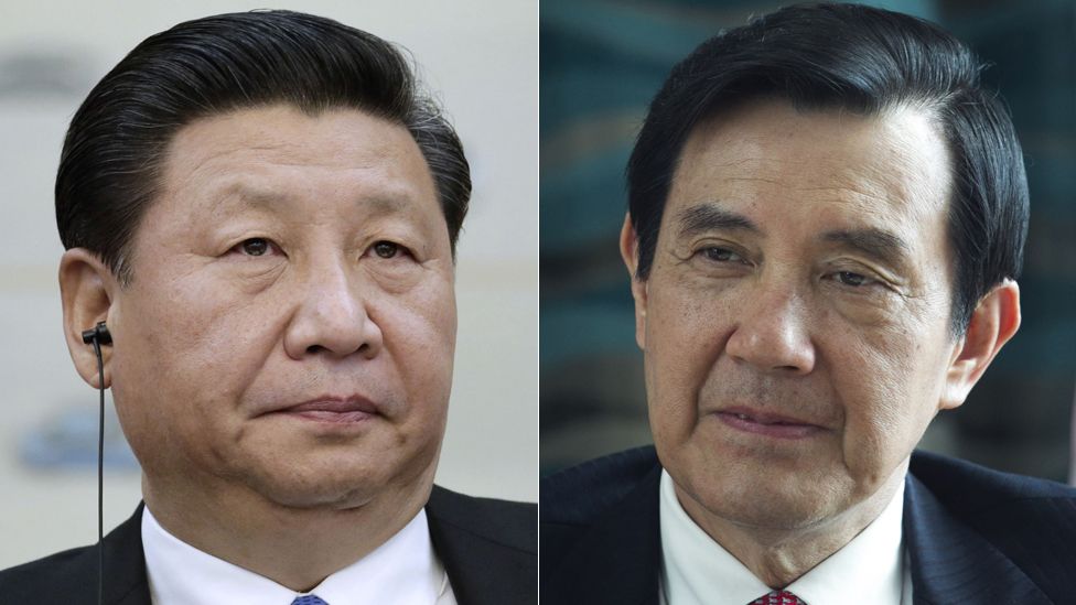 Composite image of China's President Xi Jinping and Taiwanese President Ma Ying-jeou