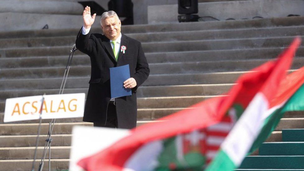 Hungarian Prime Minister Viktor Orban attends Hungary's National Day celebrations, which commemorates the 1848 Hungarian Revolution against the Habsburg monarchy, in Budapest, Hungary, March 15, 2024