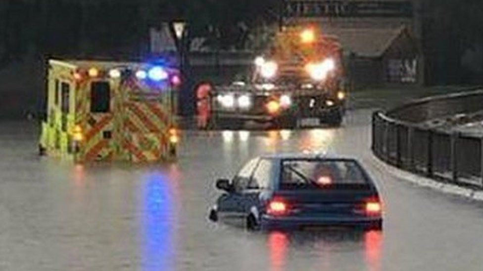 Flooding on Borges Boulevard, Peterborough