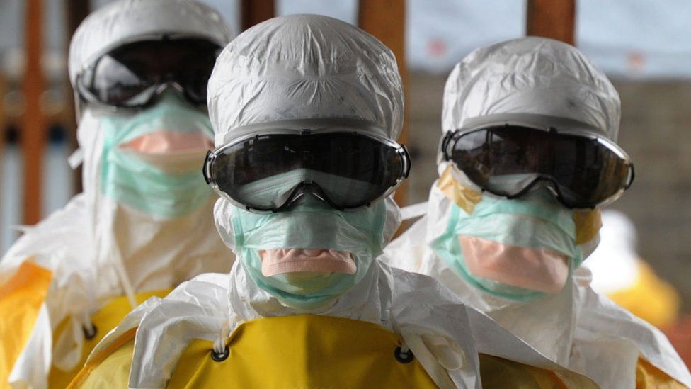 Ebola health workers pictured in 2014.