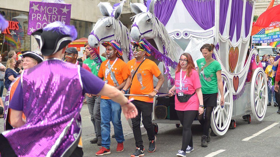 People participating in the Manchester Pride Parade 2016