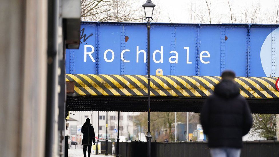 Rochdale sign on a bridge in the town