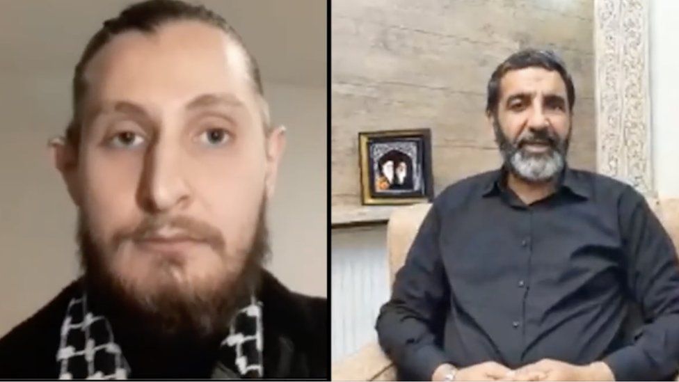 IRGC Gen Hossein Yekta (right) speaking to former secretary of the Islamic Students Associations of Britain Mohammadhussein Ataee on an Instagram Live feed