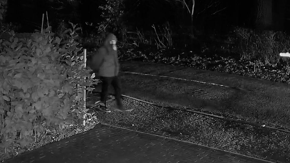 The first CCTV image caught of Jessop close to Clair Ablewhite's home on the night of the murder