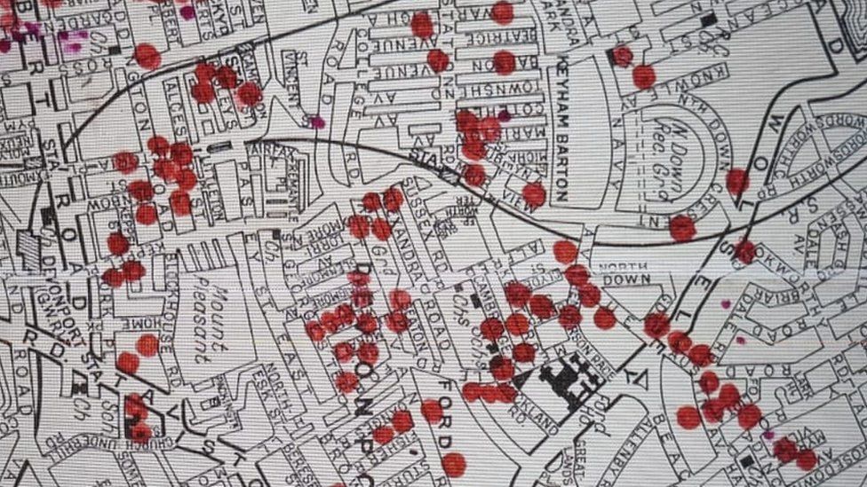 Plymouth bombing map from World War Two