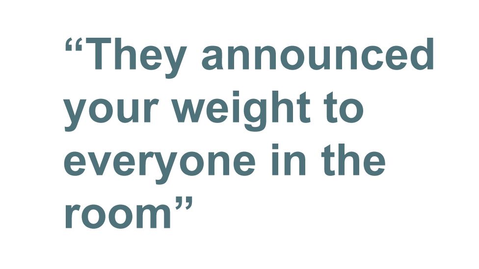 Quotebox: they announced your weight to everyone in the room