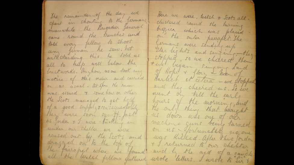 1915 WW1 diary gives account of second Christmas truce BBC News