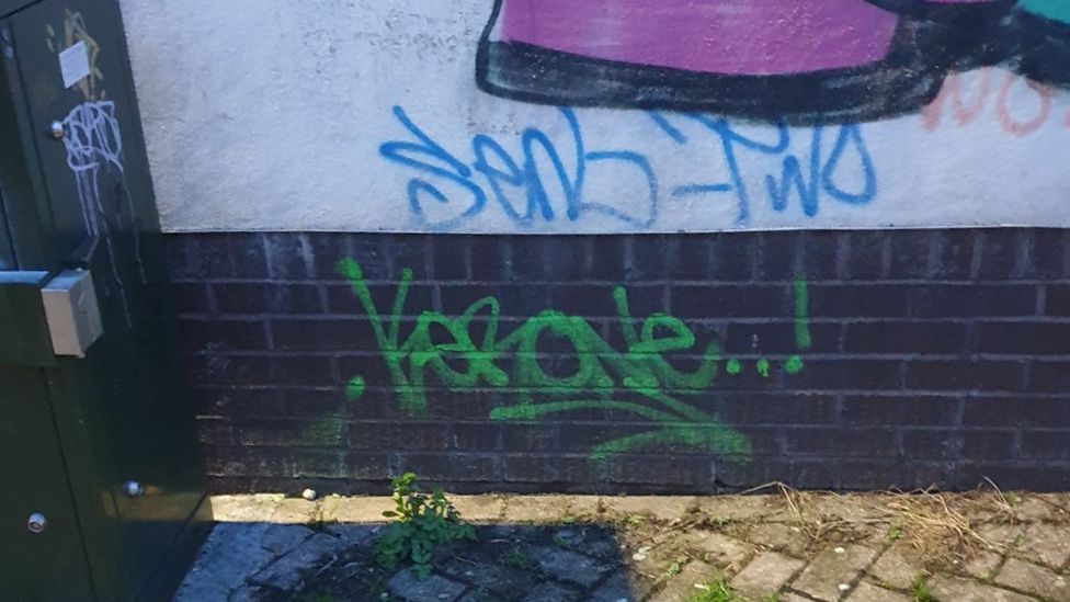 Illegal graffiti on Bideford