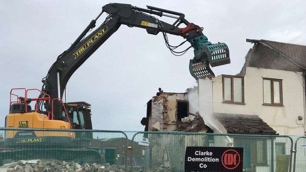 Houses being demolished