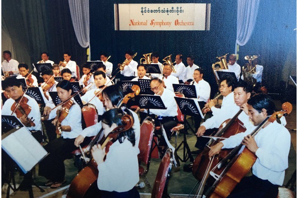 The National Symphony Orchestra Of Myanmar, during a performance
