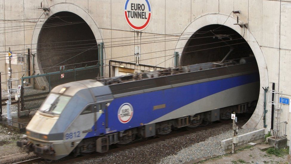 Train leaving the channel tunnel in France