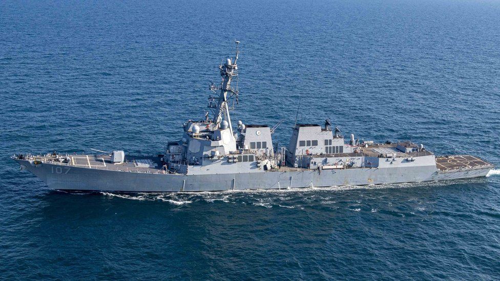 Guided missile destroyer USS Gravely in the Arabian Gulf, Dec. 5, 2023