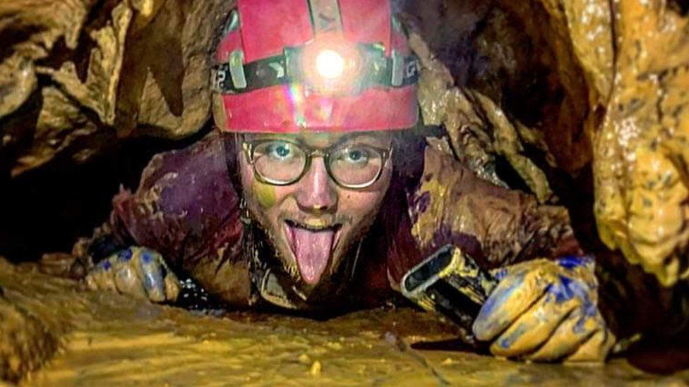 Rob Watson caving in Derbyshire