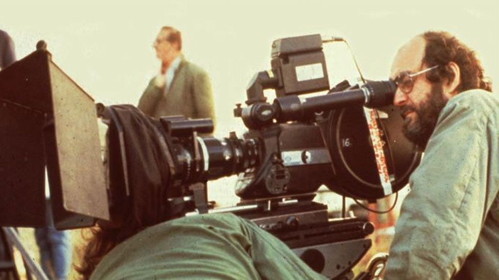 Stanley Kubrick on the set of Full Metal Jacket