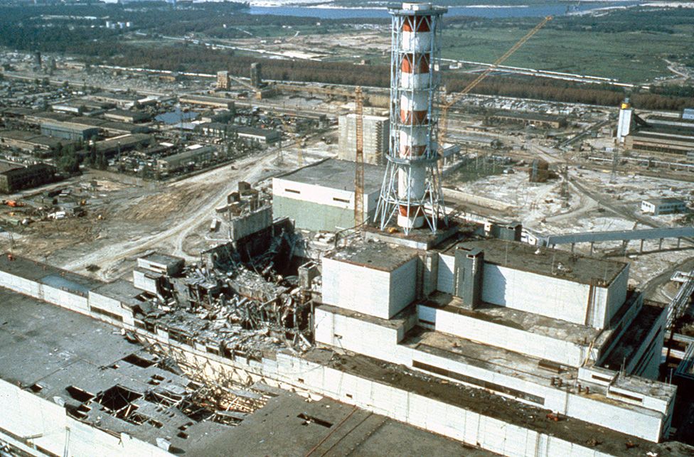 Chernobyl nuclear power plant a few weeks after the disaster in 1986