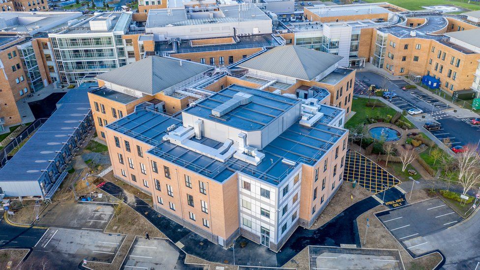 Aerial view of North Norfolk University Hospital, Norwich