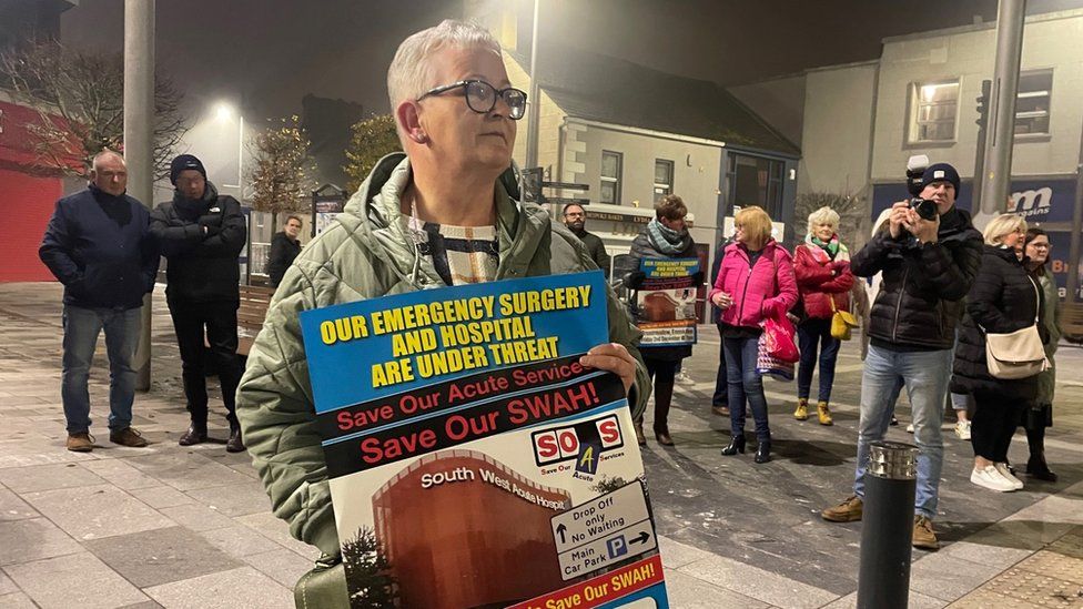 Protestors gathered in Enniskillen on Thursday to oppose the trust's decision