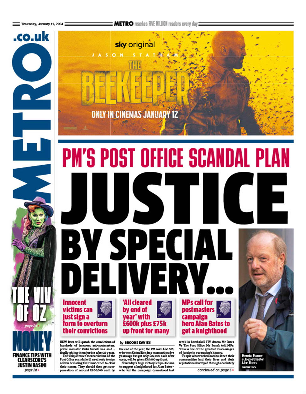 Newspaper headlines: 'Post Office justice' but some face 'new battle ...