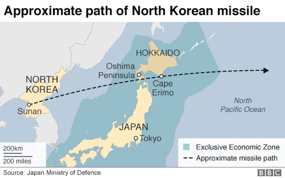 North Korea Japan Missile Was First Step In Pacific Operation Bbc News 
