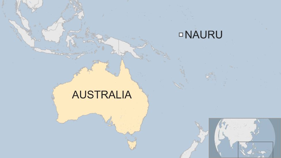 A map showing Australia and Nauru