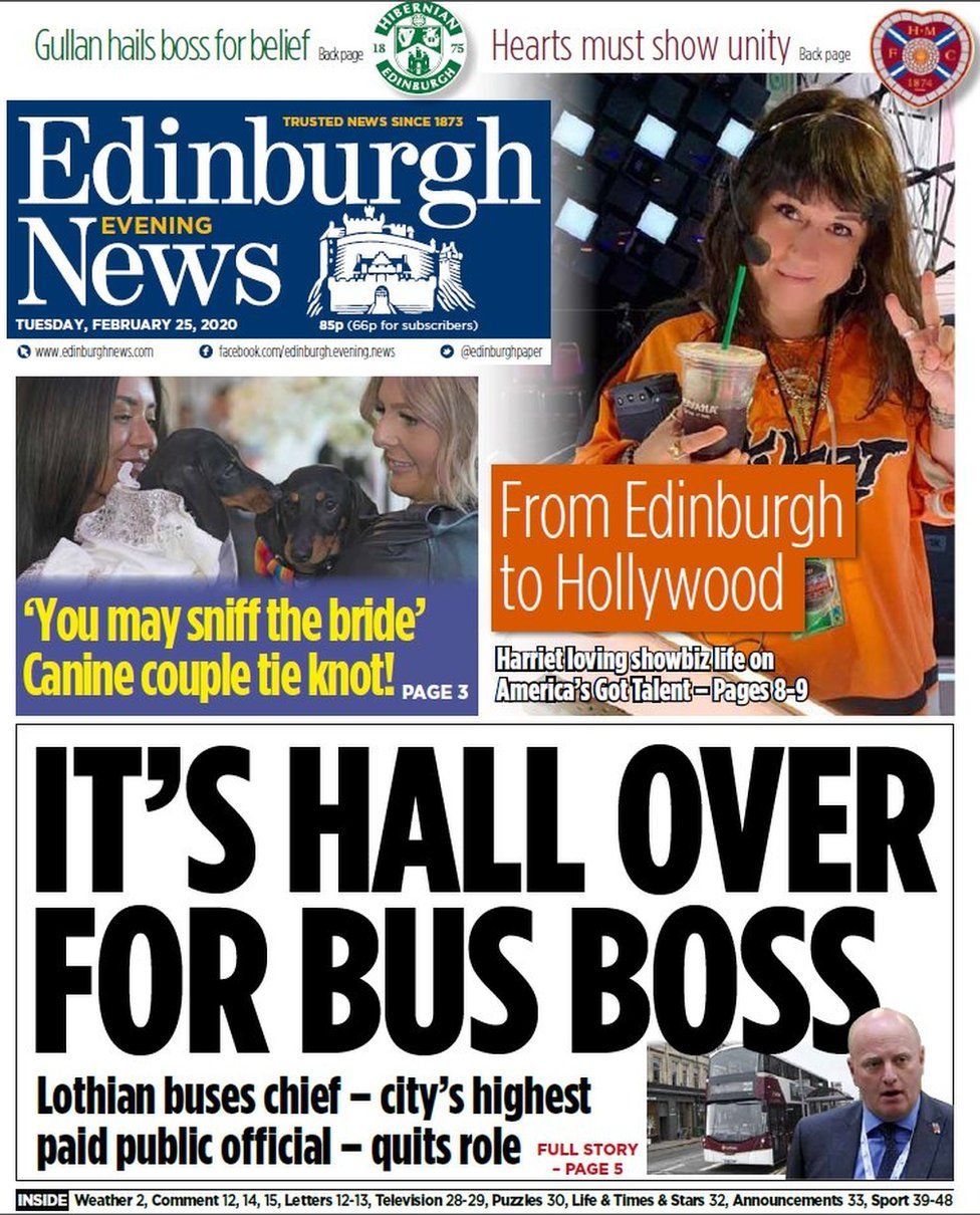 Edinburgh Evening News front page