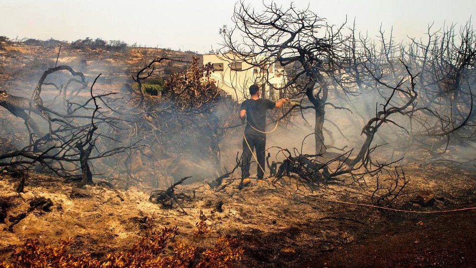 Devastation left after wildfires in Rhodes