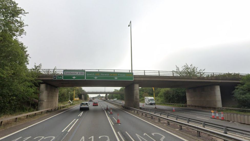 Colchester A12 bridge protester given suspended sentence - BBC News