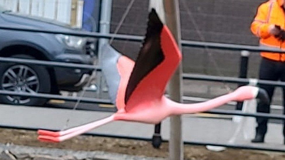 Flamingo in the new Hat Gardens on Silver Street, Luton