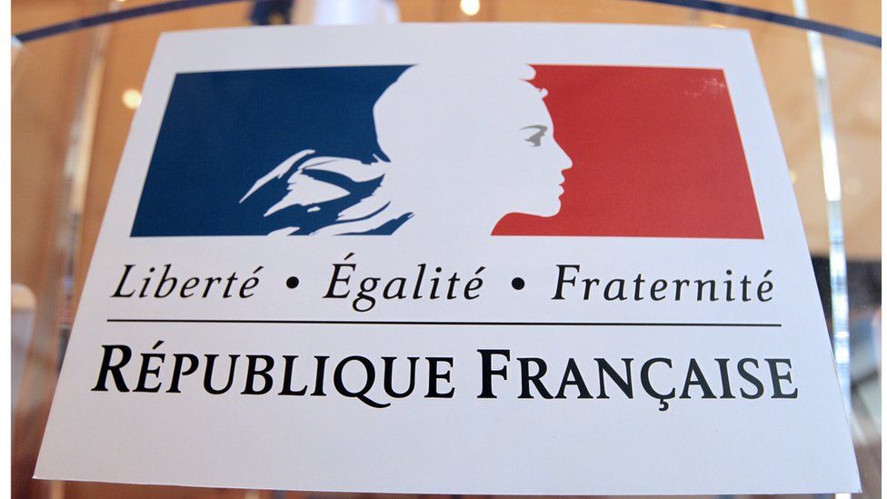 Plaque proclaiming the values of the French Republic