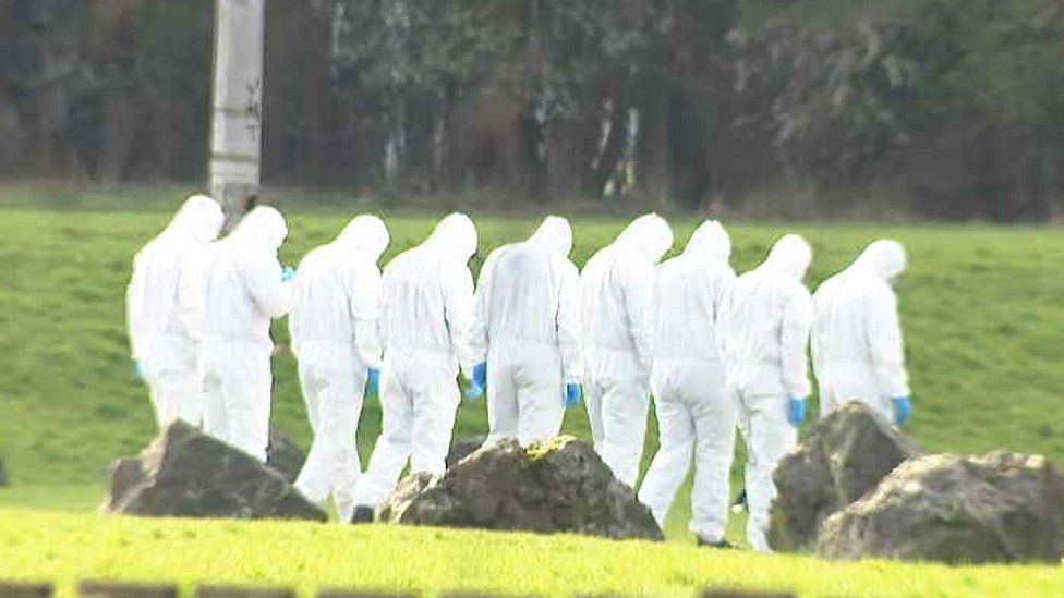 Forensic officers examined the area in detail on Sunday