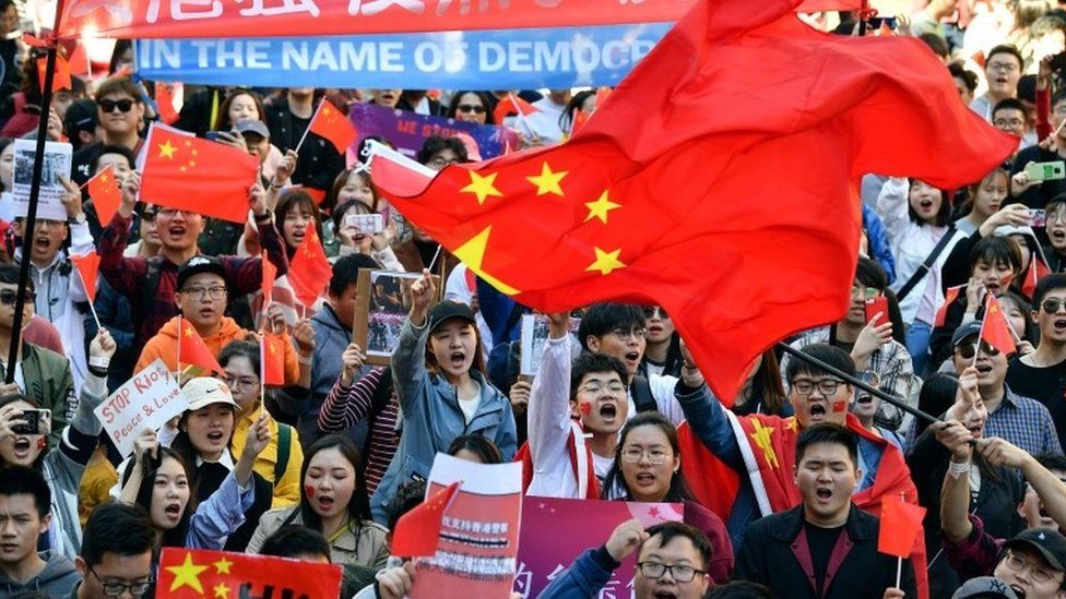 Pro-China activists march on the streets of Sydney