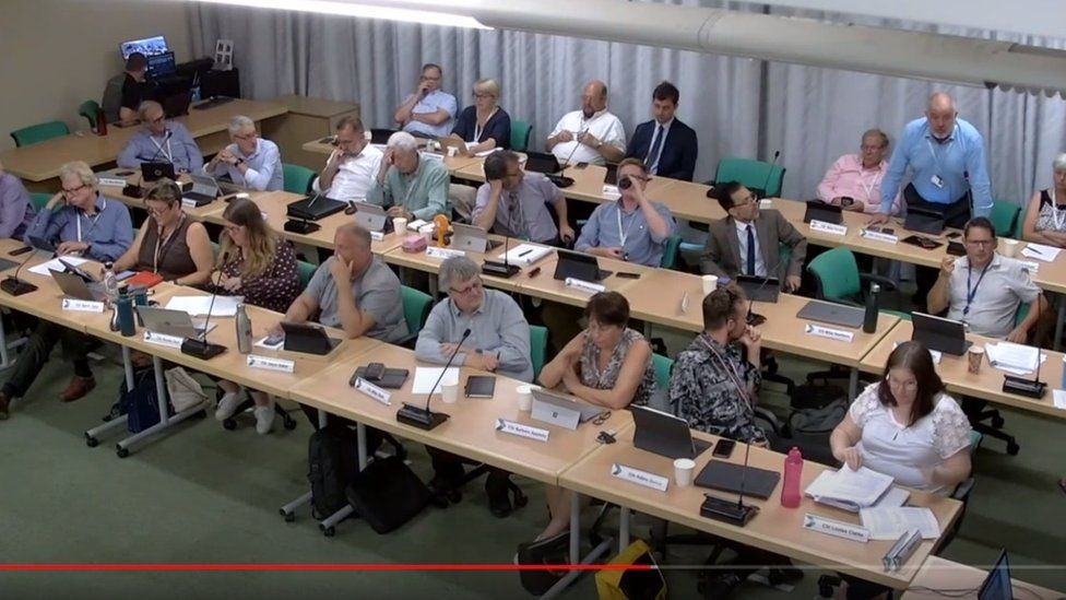 A screenshot of a council meeting from YouTube