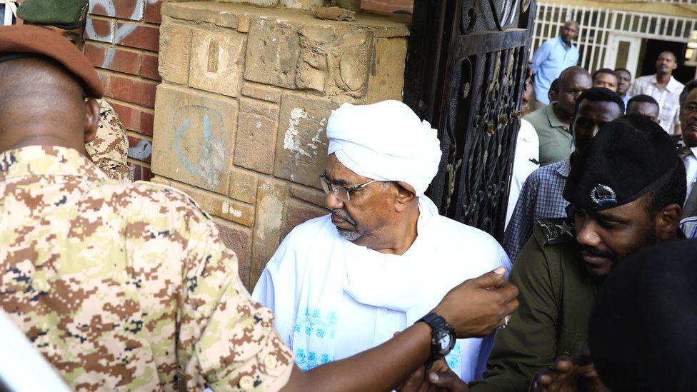 Sudan's ex-President Omar al-Bashir leaves the office of prosecutor in Khartoum, Sudan - Sunday 16 June 2019