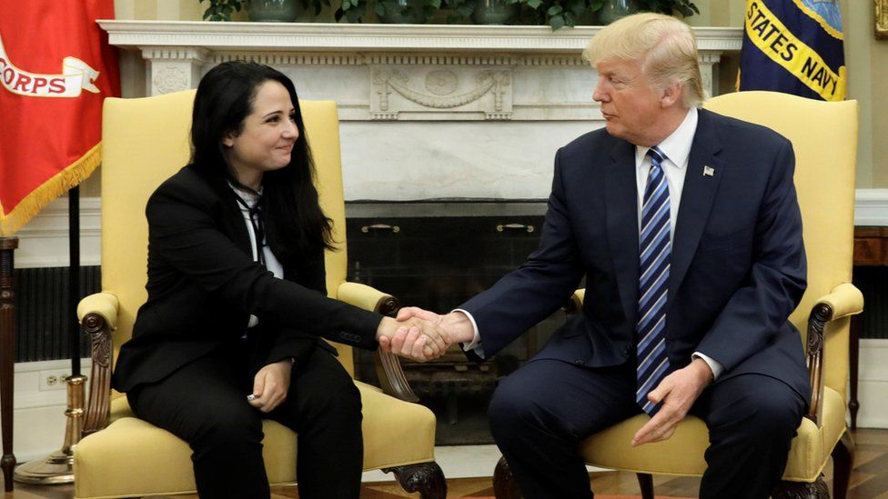 Aya Hijazi and Donald Trump in the Oval Office