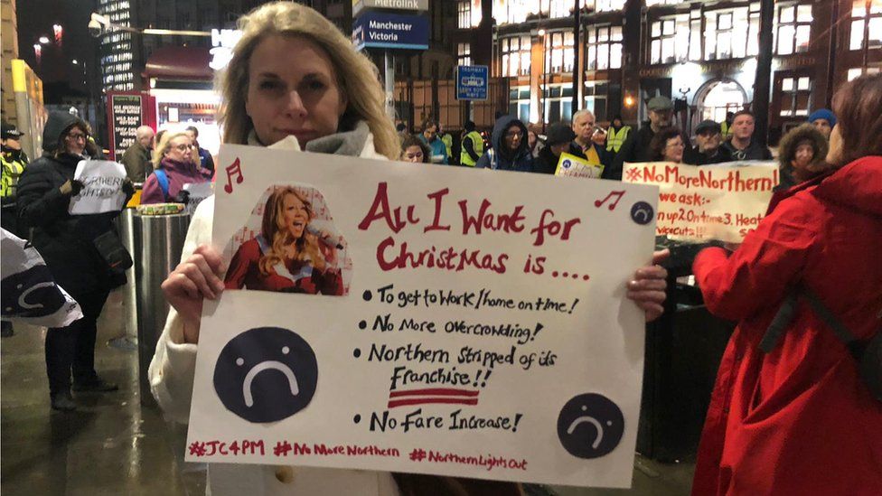 Northern Commuter protest against 'unreliable' rail firm BBC News