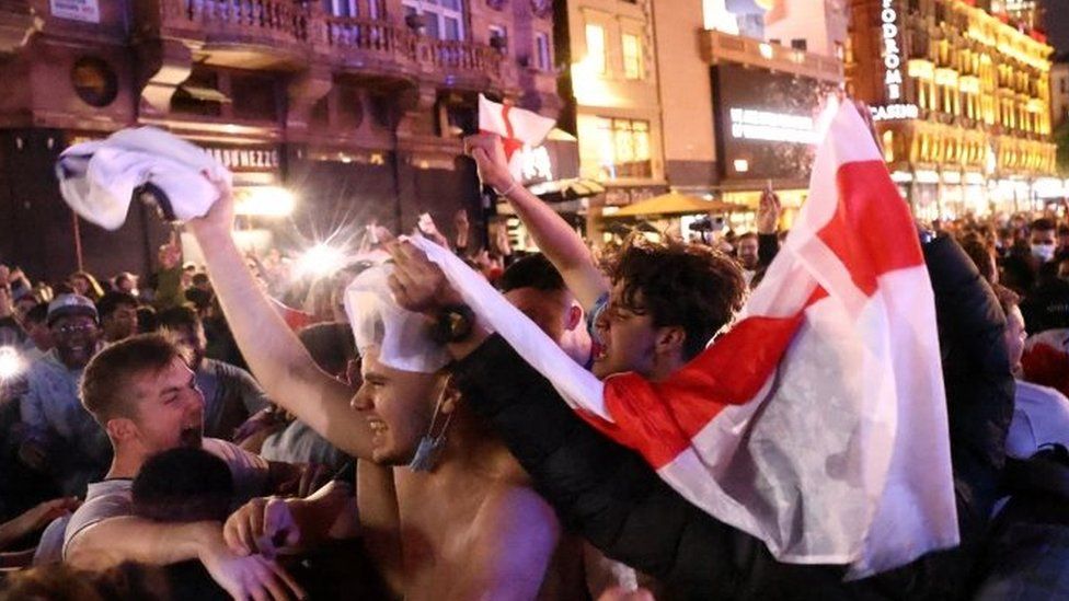 The capital's Leicester Square became a magnet for ecstatic fans after the match