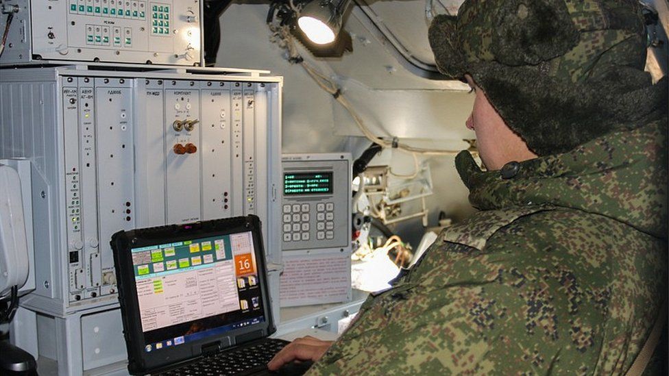 Russian soldier operating communications equipment (Russian Defence Ministry website)