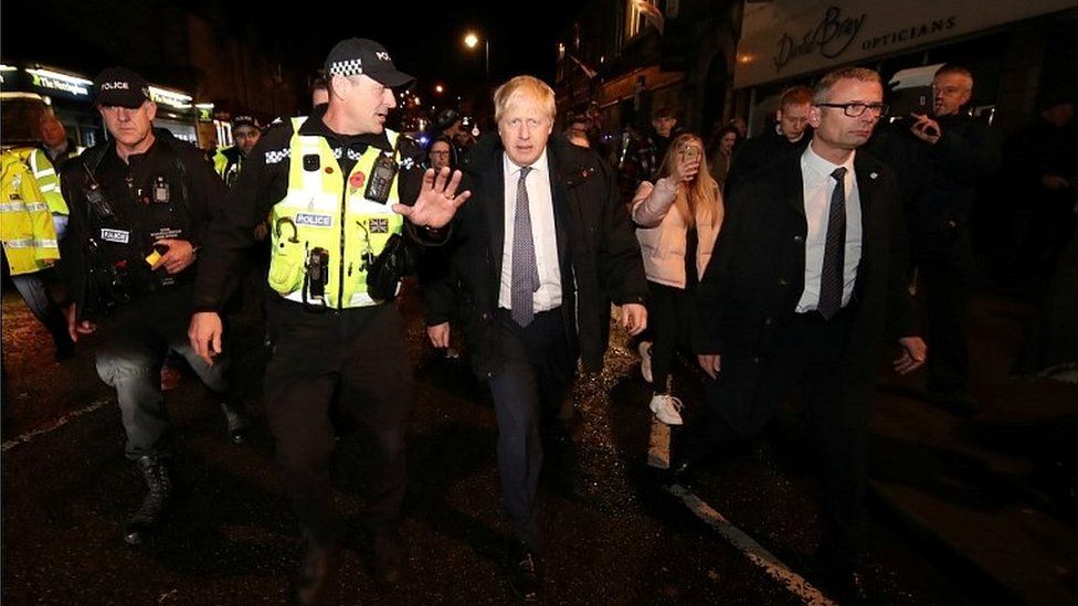 Boris Johnson visiting Matlock on 8 November