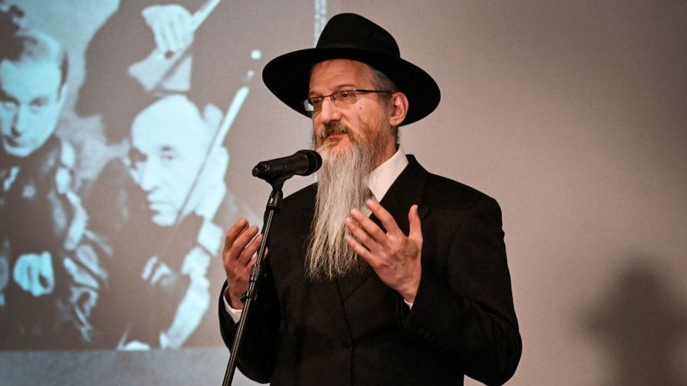 Chief Rabbi of Russia Berel Lazar attends a candle lighting ceremony at the Jewish Museum and Tolerance Centre in Moscow