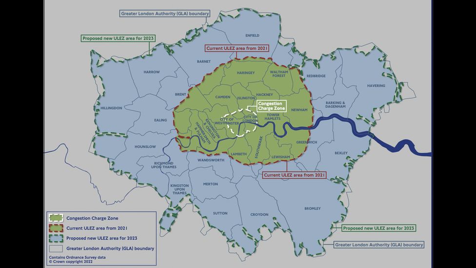Map of new ULEZ area