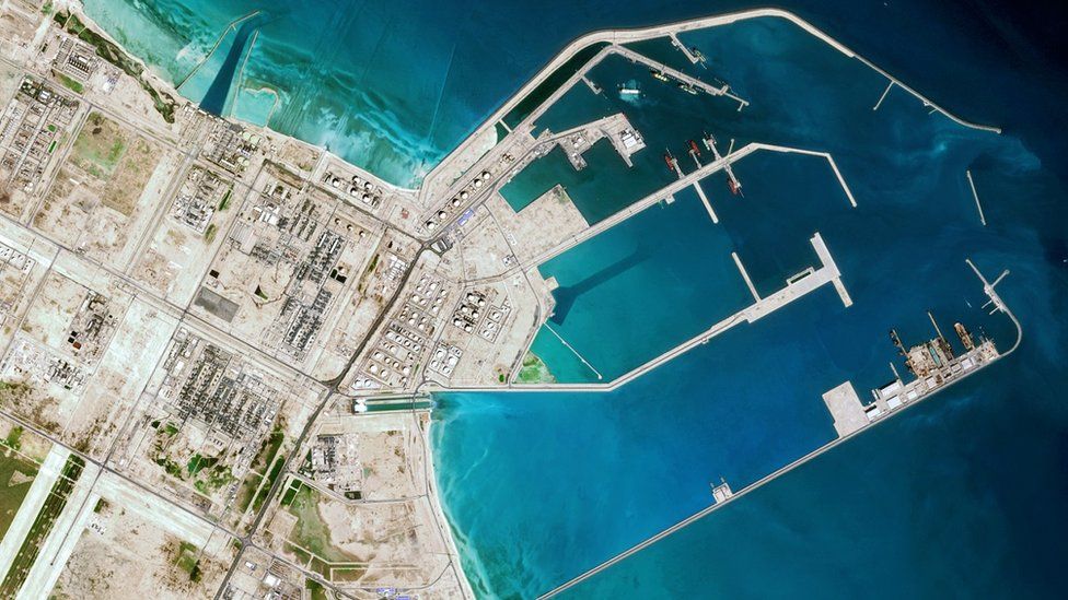 The port of Ras Laffan, north of Doha, Qatar which provides LNG, gas-to-liquids and Helium to the world