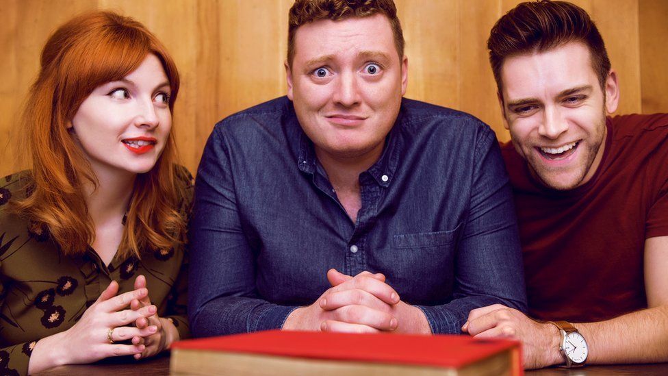 Jamie Morton (centre) with fellow podcasters friends James Cooper and Alice Levine