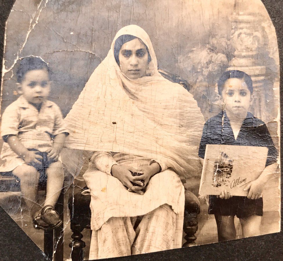 Meena Vohra's mum with two of her sons