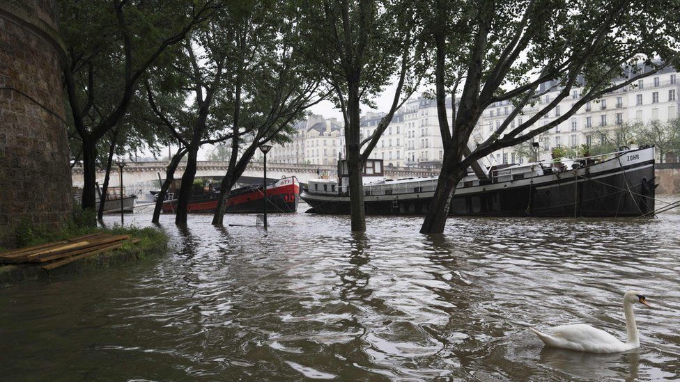 The River Seine in Paris in flood following heavy rain on May 31, 2016