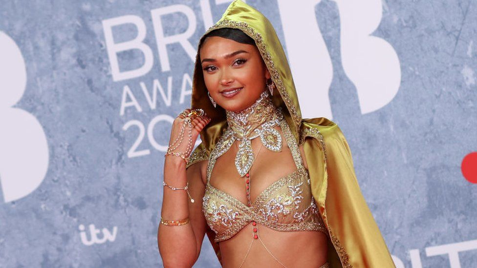 Joy Crookes on the red carpet at the Brit Awards