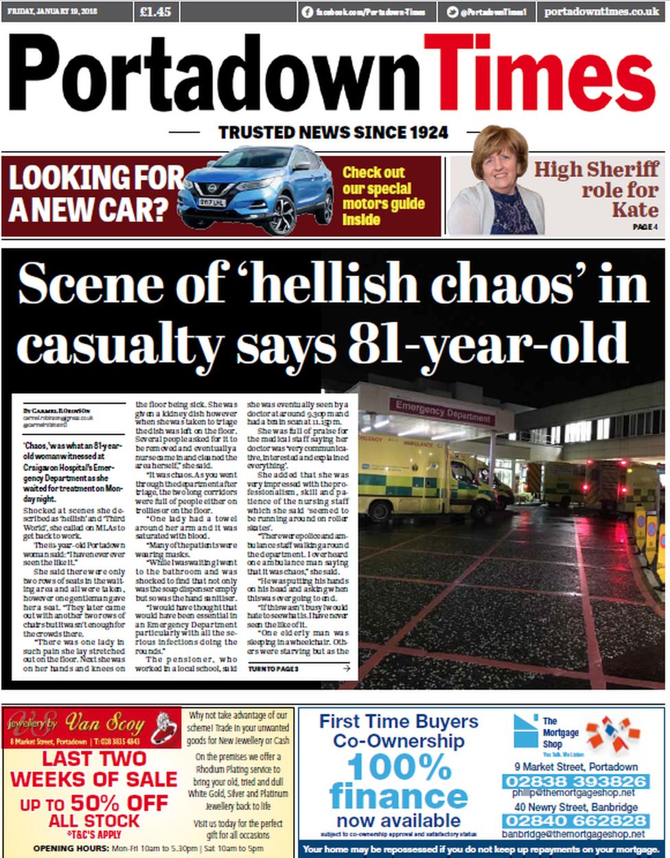 Portadown Times front page