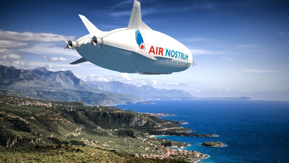 Airlander 10 airship with Air Nostrum Group logo