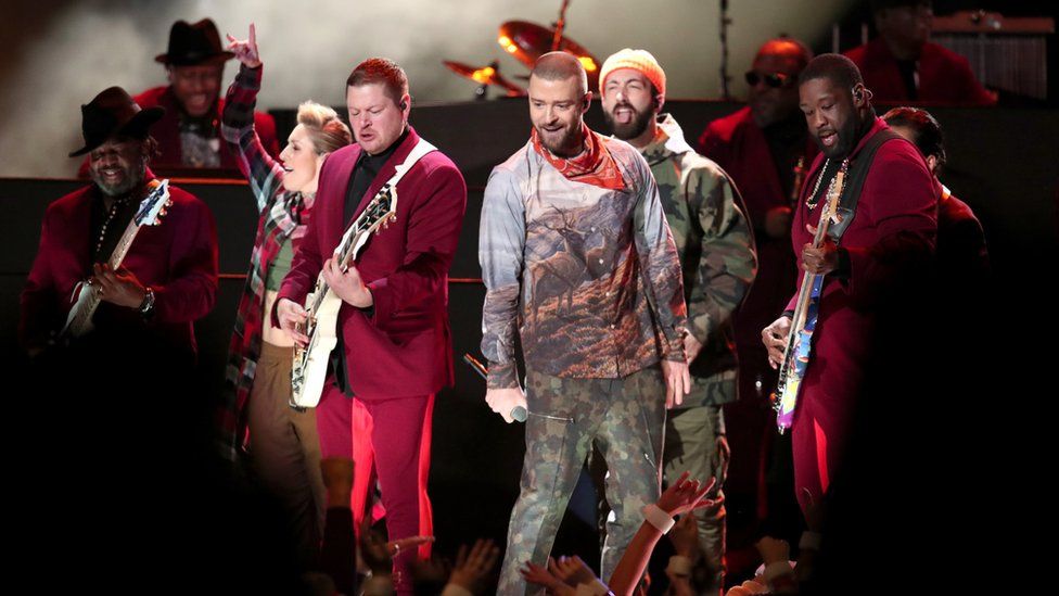 Justin Timberlake performs at the Super Bowl