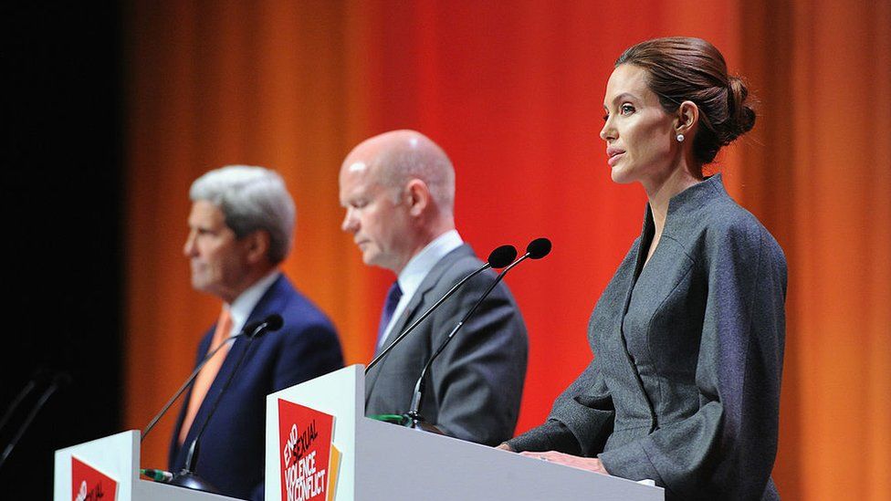 John Kerry, William Hague and Angelina Jolie